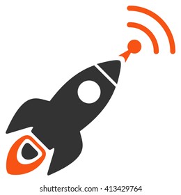 Space Rocket Radio Translation vector icon. Style is bicolor flat icon symbol, orange and gray colors, white background.