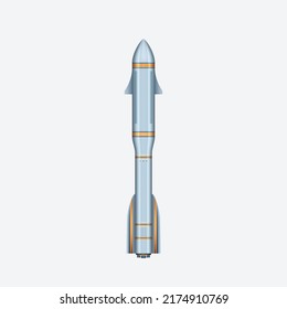 Space rocket. Realistic 3d spaceship missile isolated. Template spacecraft for cosmos exploration travel icon. Aerospace vehicle design. Vector illustration