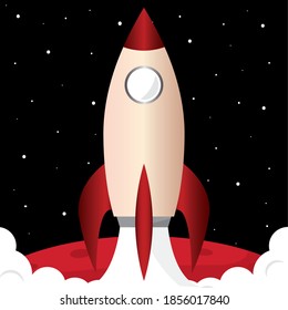 Space rocket red in mars road to space poster - Vector
