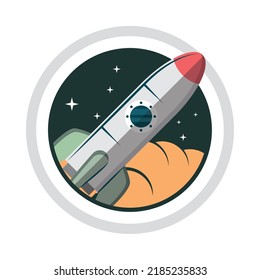 space rocket retro badge icon