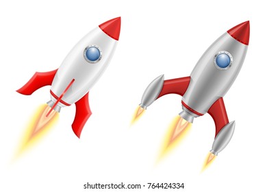 space rocket retro spaceship vector illustration isolated on white background