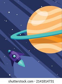space rocket and saturn scene