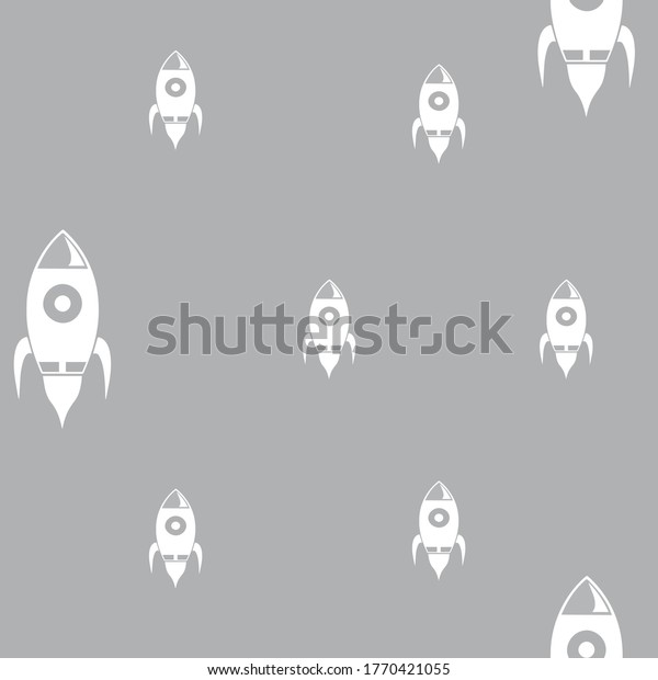 Space rocket seamless pattern.\
gray and white repeat background texture for textile and\
apparel