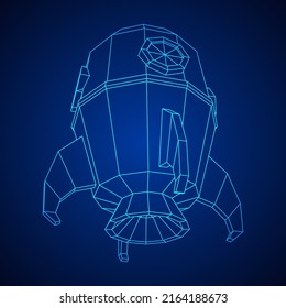Space Rocket Ship. Concept of business product on a market. Wireframe low poly mesh vector illustration