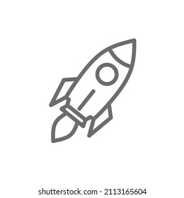 Icono de nave espacial de cohetes.  Símbolo de cohete sobre un fondo blanco.