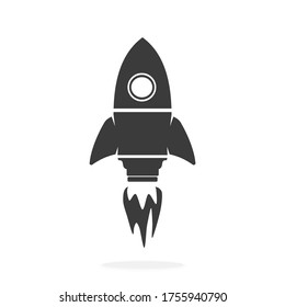 Space Rocket Ship Launch Icon Symbol Sign - Vector illustration icon black silhouette.