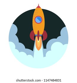 Space rocket ship launch. Vector illustration.
