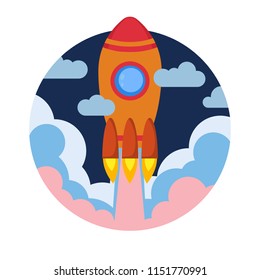Space rocket ship launch. Vector illustration.
