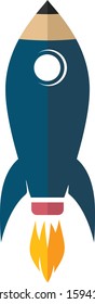 space rocket ship pencil logo icon sign
