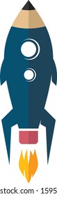 space rocket ship pencil logo icon sign