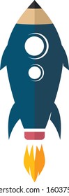 space rocket ship pencil logo icon sign