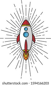 space rocket ship ray of light logo