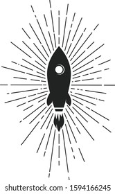 space rocket ship ray of light logo