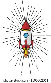 space rocket ship ray of light logo