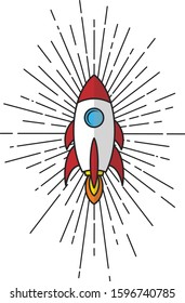 space rocket ship ray of light logo