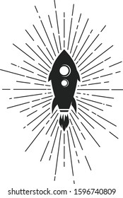 space rocket ship ray of light logo