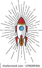 space rocket ship ray of light logo