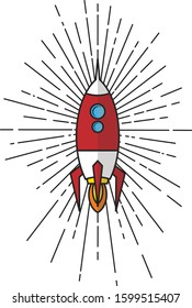 space rocket ship ray of light logo