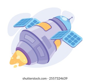Space Rocket and Shuttle for Cosmos Exploration Vector Illustration