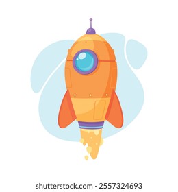 Space Rocket and Shuttle for Cosmos Exploration Vector Illustration