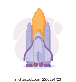 Space Rocket and Shuttle for Cosmos Exploration Vector Illustration