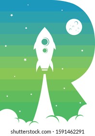 space rocket shuttle ship logo icon sign vector