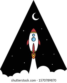 space rocket shuttle ship sign logo logotype vector art