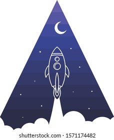 space rocket shuttle ship sign logo logotype vector art