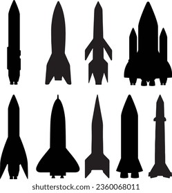 Space Rocket Silhouette Vector Pack