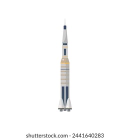 Space rocket, spacecraft with engine, spaceship launch vector illustration