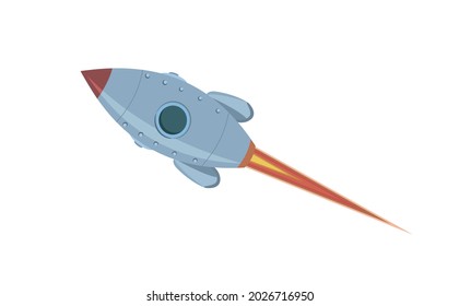 Space rocket. Spaceship. Isolated on white background. Cartoon style. Flat design. Vector