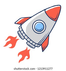 Space Rocket. Spaceship launch. Vector illustration