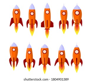 Space Rocket Start Symbol Innovation Entwicklung Technologie flache Symbole Design Vorlage Vektorgrafik