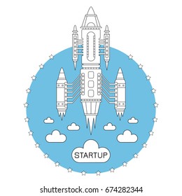 Space rocket. Startup business. Line icon. Vector illustration.