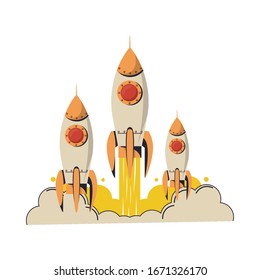 space rocket startup launcher icon vector illustration graphic design