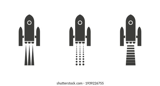 Space rocket. Startup template. Business concept. Rocket ship flies up. Simple vector illustration