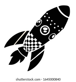 Raumraketensymbol. Vektorillustration. Schwarz-Weiß-Symbol-Silhouette.