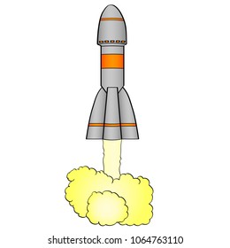 Space rocket takes off from planet Earth. Isolated object on white background vector