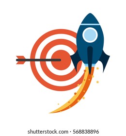 space rocket and target icon over white background. colorful design. vector illustration