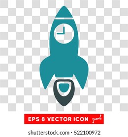 Space Rocket Time EPS vector icon. Illustration style is flat iconic bicolor soft blue symbol on white background.