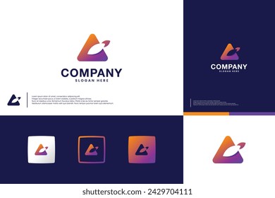 space and rocket , triangle , science , logo design vector.