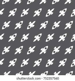 Space Rocket Universe Explorer Seamless Pattern Silhouette Dark Background