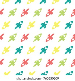 Space Rocket Universe Explorer Seamless Silhouette Colored Pattern Background