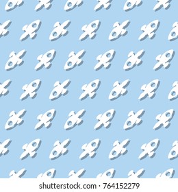 Space Rocket Universe Explorer Seamless Pattern Background