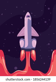 space rocket in universe scene vector illustration design