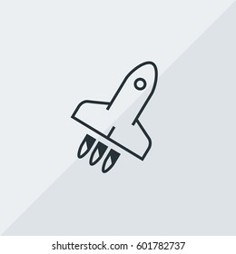 Space Rocket Vector Icon, The outlined symbol of space craft. Simple, modern flat vector illustration for mobile app, website or desktop app  