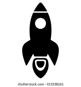 Space Rocket vector icon. Style is flat icon symbol, black color, white background.