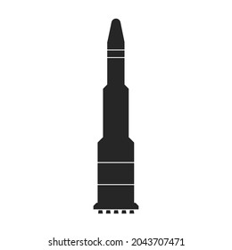 Icono del vector del cohete espacial.Icono del vector negro aislado en el cohete de fondo blanco.