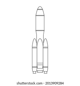 Icono del vector del cohete espacial.Icono del vector de contorno aislado en el cohete de fondo blanco.
