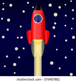 Space rocket in space. Vector illustration